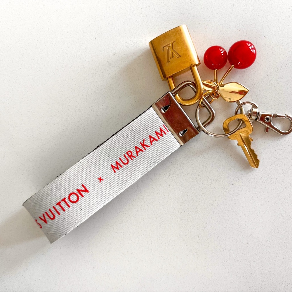 Rare upcycled Louis Vuitton X Murakami Keychain Strap with Authentic lock & Key